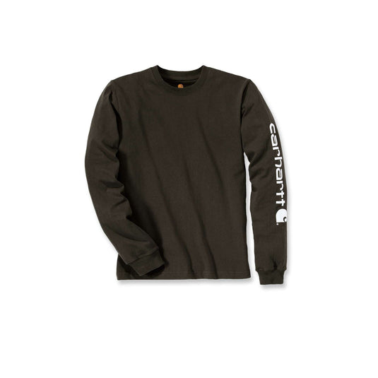 Carhartt Men's Relaxed Fit Heavyweight Long-sleeve Logo Sleeve T-shirt Peat EK231-306