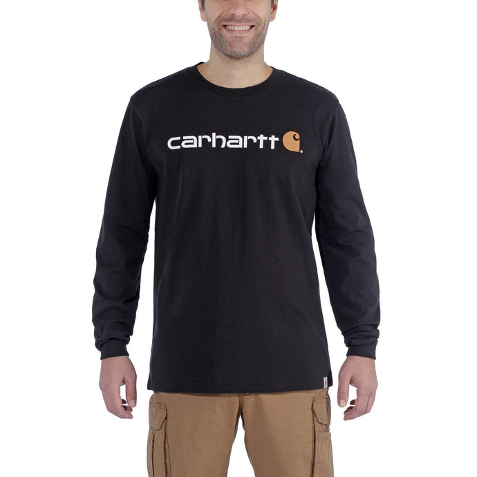 Carhartt Men's Relaxed Fit Long-sleeve Logo Graphic T-shirt Black 104107-BLK