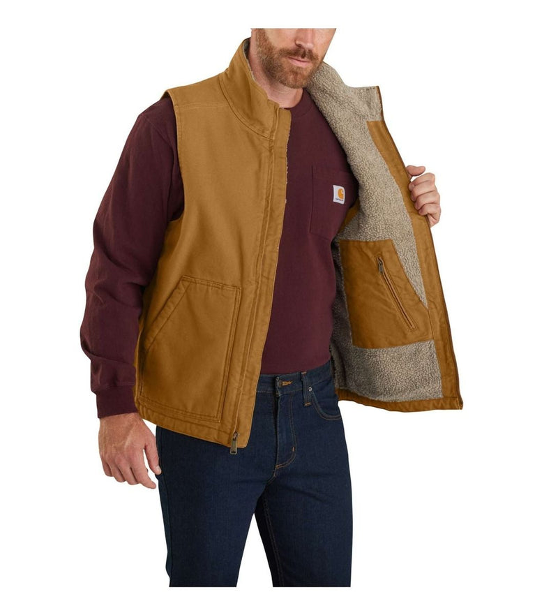 Load image into Gallery viewer, Carhartt Men&#39;s Washed Duck Sherpa-lined Vest Brown 104277-BRN
