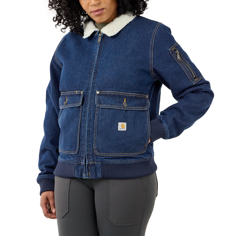 Load image into Gallery viewer, Carhartt Women&#39;s Rugged Flex Relaxed Fit Denim Sherpa Lined Jacket Beech 105446-H87
