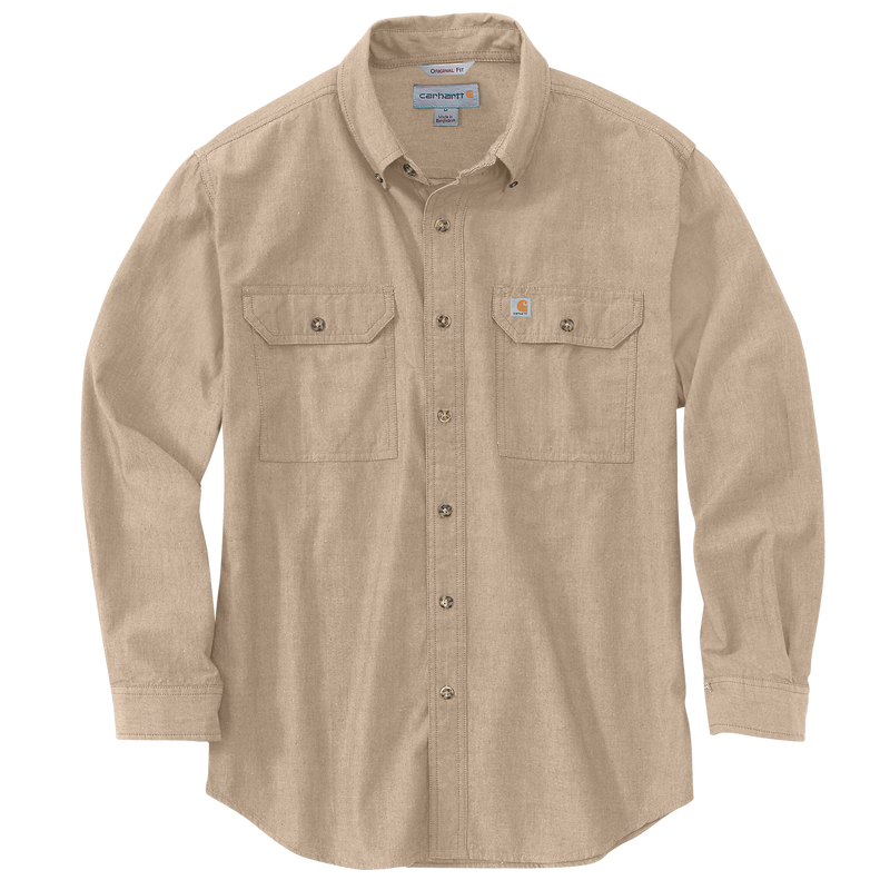 Load image into Gallery viewer, Carhartt Men&#39;s Midweight Chambray Long-Sleeve Shirt Dark Tan Chambray 104368-256
