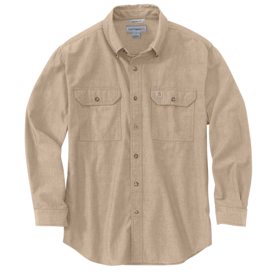 Carhartt Men's Midweight Chambray Long-Sleeve Shirt Dark Tan Chambray 104368-256