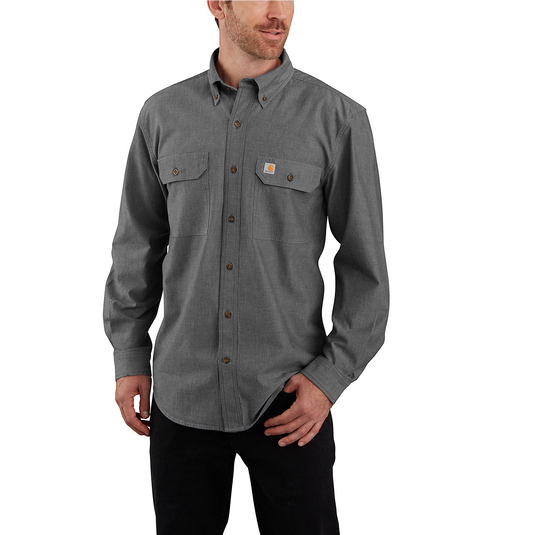 Carhartt Men's Loose Fit Midweight Chambray Long-Sleeve Shirt Black Chambray 104368-BKC