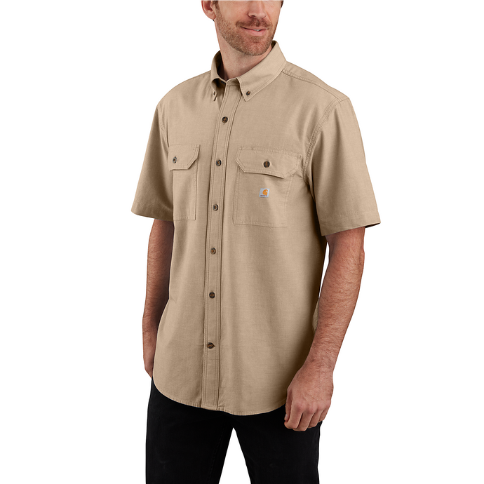 Carhartt Men's Loose Fit Chambray Short-Sleeve Shirt Dark Tan Chambray 104369-256