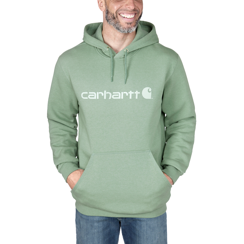 Load image into Gallery viewer, Carhartt Men&#39;s Logo Graphic Hoodie Loden Frost Heather 100074-GF6
