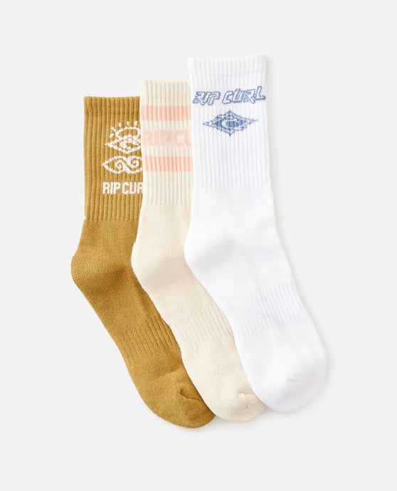 Rip Curl Women's Icons Of Surf 3-Pack Socks Bronzed 00EWSO-3150