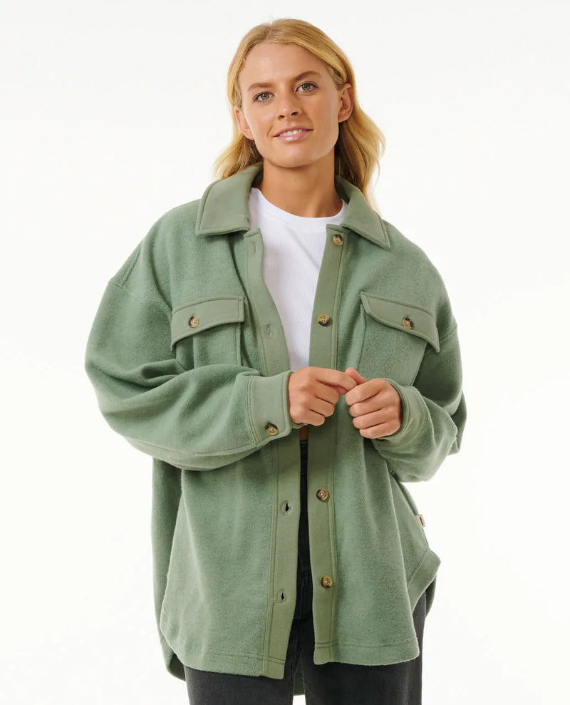 Load image into Gallery viewer, Rip Curl Women&#39;s High Tide Fleece Shacket Sage 02BWJA-3396
