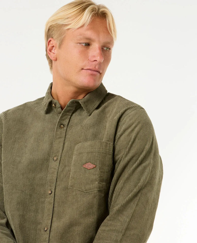 Load image into Gallery viewer, Rip Curl Men&#39;s Classic Surf Cord Long Sleeve Shirt Dusty Olive 039MSH-3680
