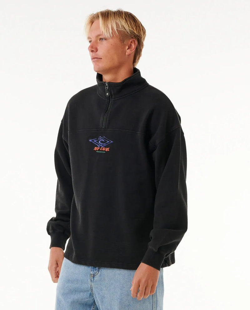 Load image into Gallery viewer, Rip Curl Men&#39;s Quest 1/4 Zip Crew Sweatshirt Black 05UMFL-0090
