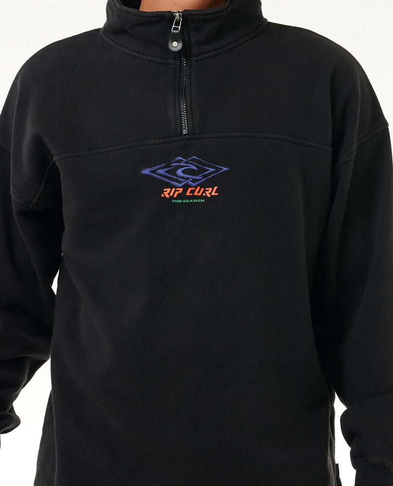 Load image into Gallery viewer, Rip Curl Men&#39;s Quest 1/4 Zip Crew Sweatshirt Black 05UMFL-0090
