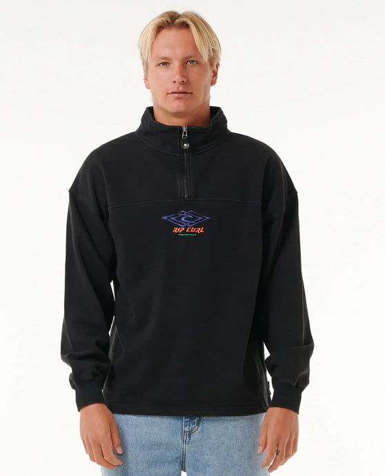 Rip Curl Men's Quest 1/4 Zip Crew Sweatshirt Black 05UMFL-0090