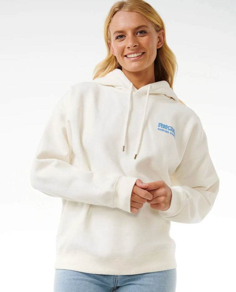 Load image into Gallery viewer, Rip Curl Women&#39;s Surf Puff Heritage Hoodie Bone/Bright Blue 06AWFL-2171
