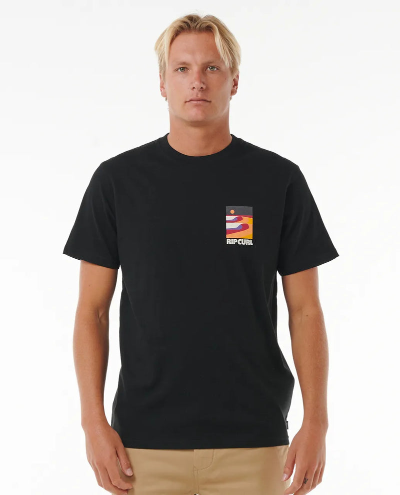 Load image into Gallery viewer, Rip Curl Men&#39;s Surf Revival Lined Up T-shirt Black 0JDMTE-0090
