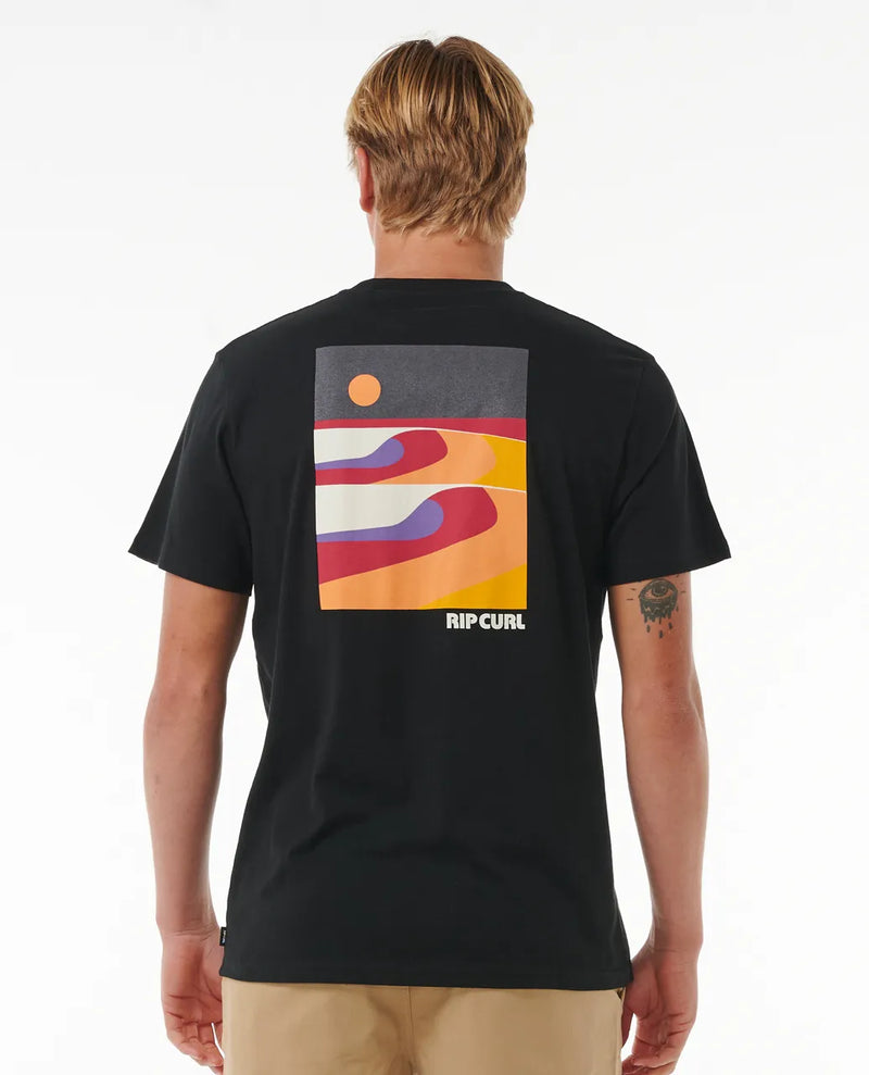 Load image into Gallery viewer, Rip Curl Men&#39;s Surf Revival Lined Up T-shirt Black 0JDMTE-0090
