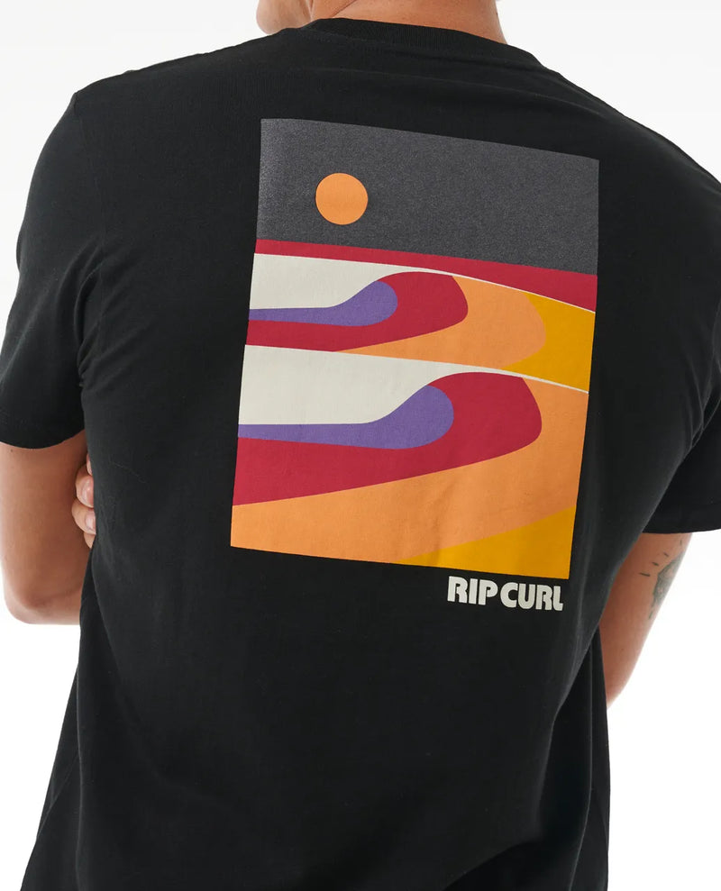 Load image into Gallery viewer, Rip Curl Men&#39;s Surf Revival Lined Up T-shirt Black 0JDMTE-0090
