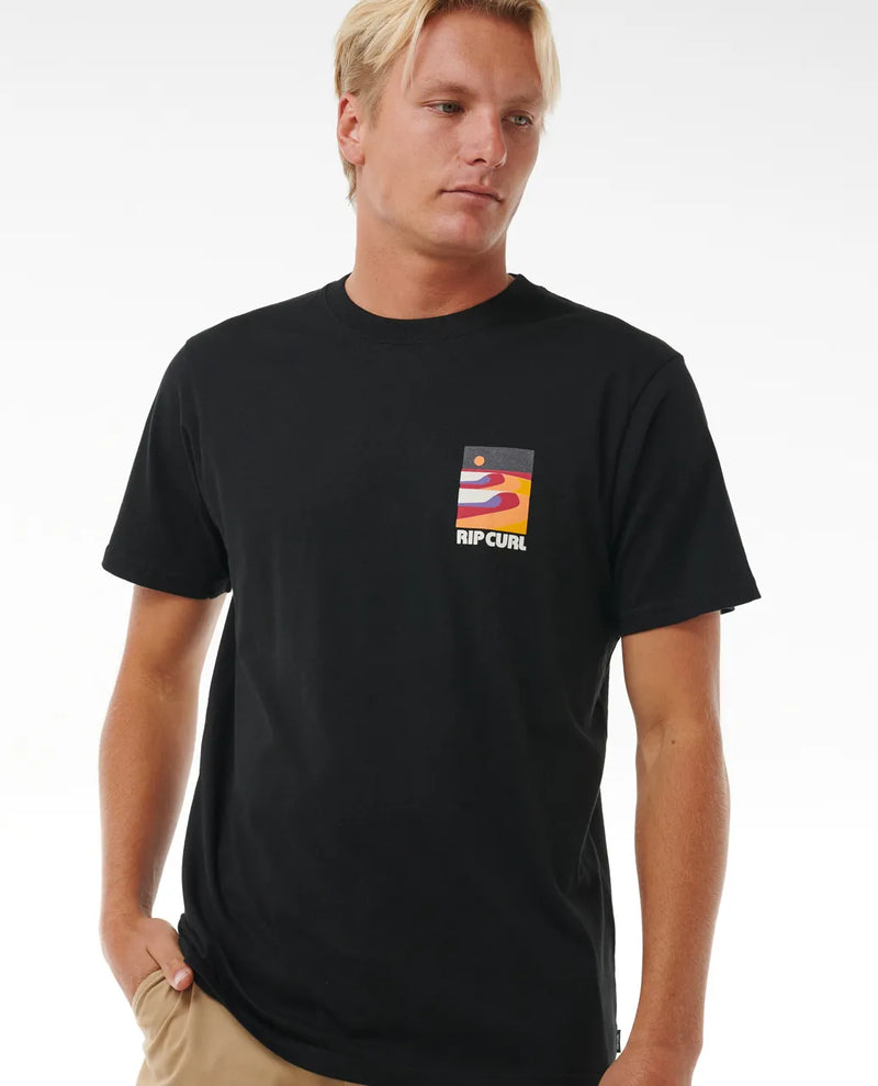 Load image into Gallery viewer, Rip Curl Men&#39;s Surf Revival Lined Up T-shirt Black 0JDMTE-0090
