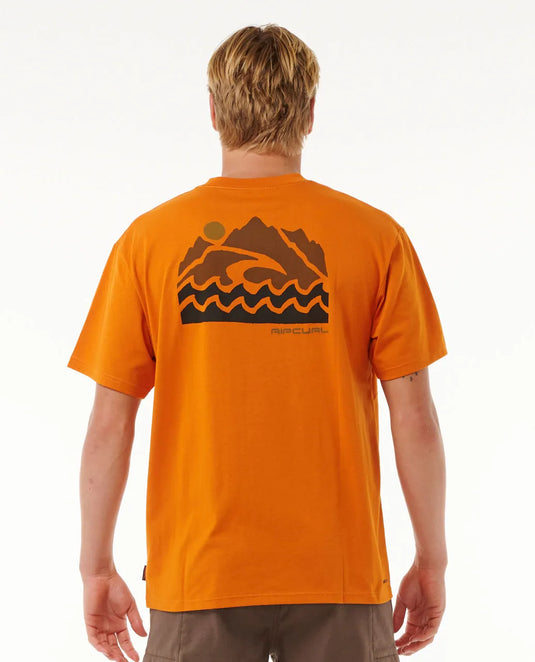 Rip Curl Men's VaporCool Search Trek T-Shirt Orange Amber 0K6MTE-2133