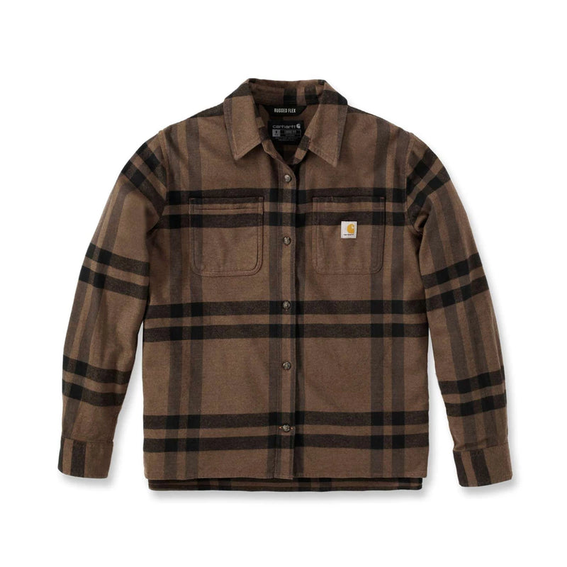 Load image into Gallery viewer, Carhartt Women&#39;s Rugged Flex Loose Fit Long-Sleeve Plaid Shirt Carhartt Brown Heather 105989-B11
