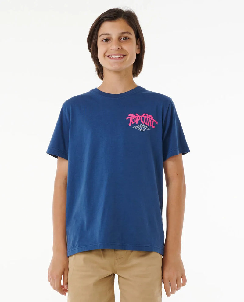 Load image into Gallery viewer, Rip Curl Kid&#39;s Shred Till Dead T-Shirt (8-16 years) Washed Navy 10EBTE-9741
