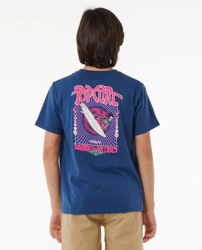 Load image into Gallery viewer, Rip Curl Kid&#39;s Shred Till Dead T-Shirt (8-16 years) Washed Navy 10EBTE-9741
