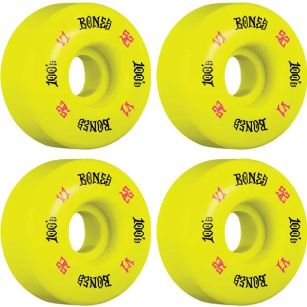 Bones 100's V1 53mm Standard OG Wheels (4 Pack) Yellow BABCS53001Y4