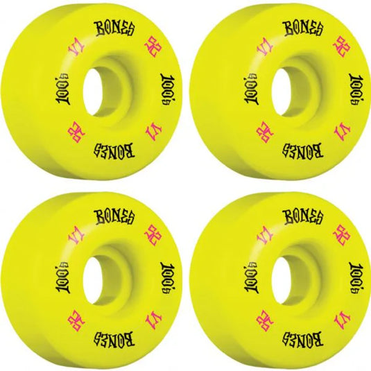 Bones 100's V1 53mm Standard OG Wheels (4 Pack) Yellow BABCS53001Y4