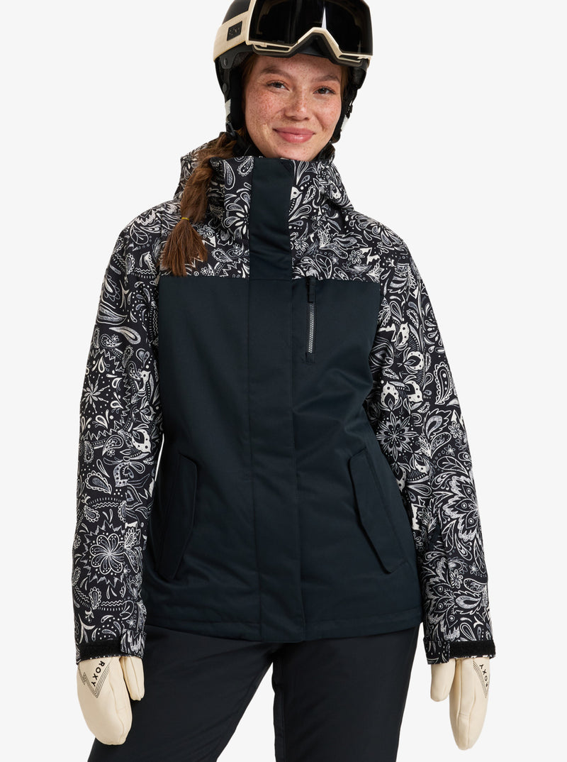 Load image into Gallery viewer, Roxy Women&#39;s Roxy Jetty Block Snow Jacket  True Black Bandanas ERJTJ03482_KVJ4
