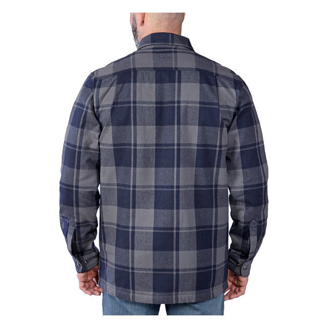 Load image into Gallery viewer, Carhartt Men&#39;s Relaxed Fit Heavyweight Flannel Sherpa-Lined Shirt Jacket Navy 105939-412
