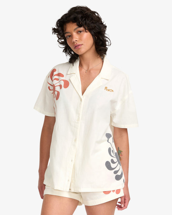 RVCA Women's Lauryn Short Sleeves Shirt Natural 23B041506_NAT