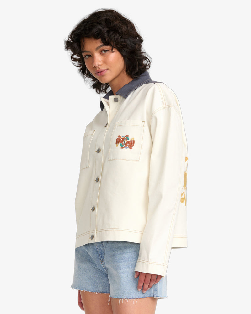 Load image into Gallery viewer, RVCA Women&#39;s Lauryn Alvarez Long Sleeves Shacket Natural 23B151500_NAT
