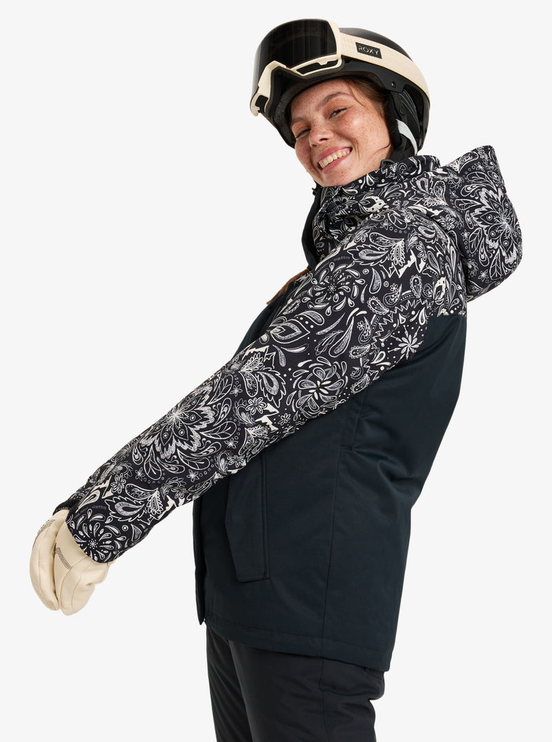 Load image into Gallery viewer, Roxy Women&#39;s Roxy Jetty Block Snow Jacket  True Black Bandanas ERJTJ03482_KVJ4
