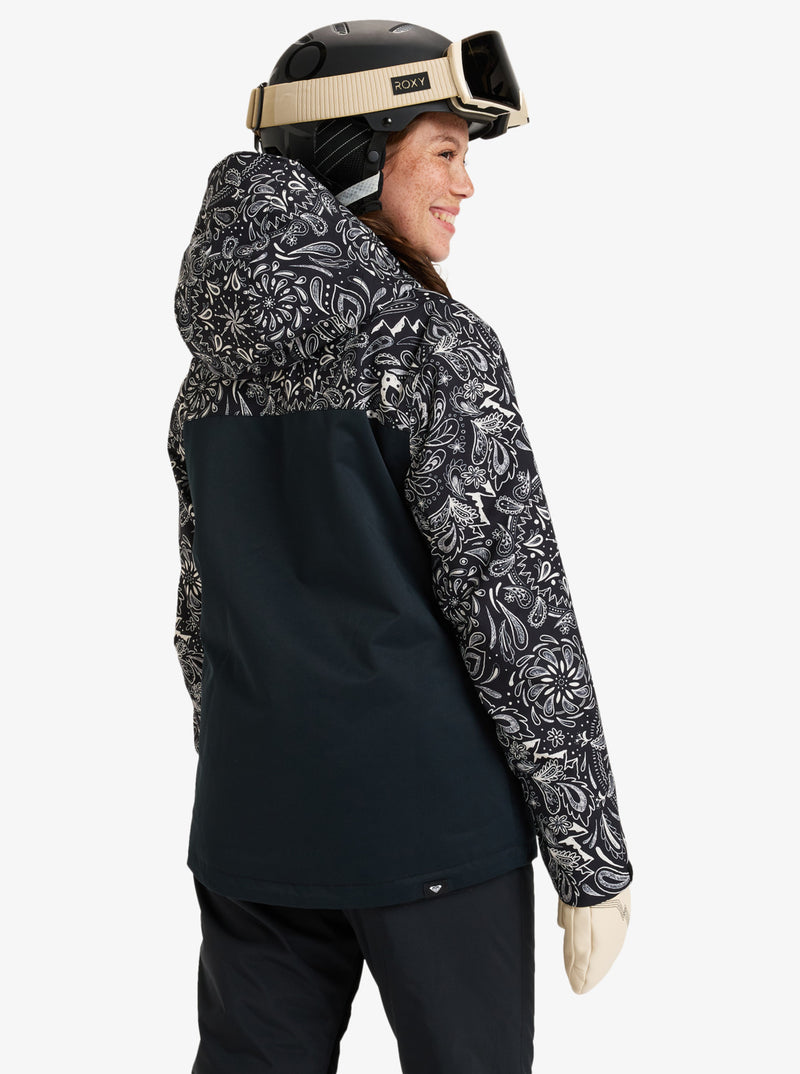 Load image into Gallery viewer, Roxy Women&#39;s Roxy Jetty Block Snow Jacket  True Black Bandanas ERJTJ03482_KVJ4
