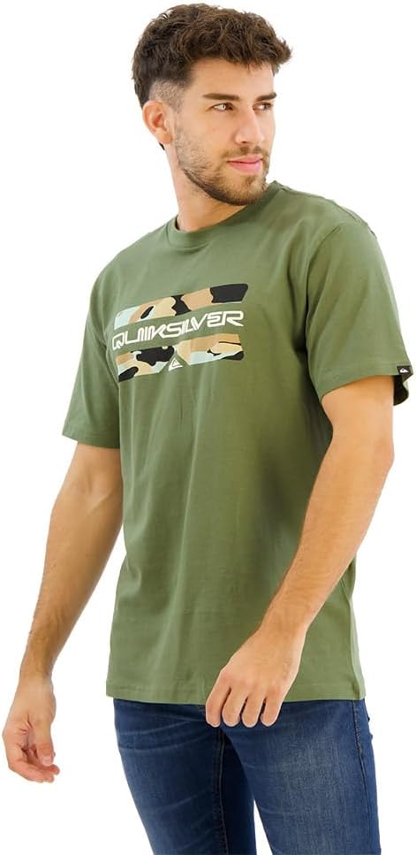 Load image into Gallery viewer, Quiksilver Men&#39;s Qs Camo Logo Short Sleeve T-shirt Four Leaf Clover EQYZT07892-GPH0
