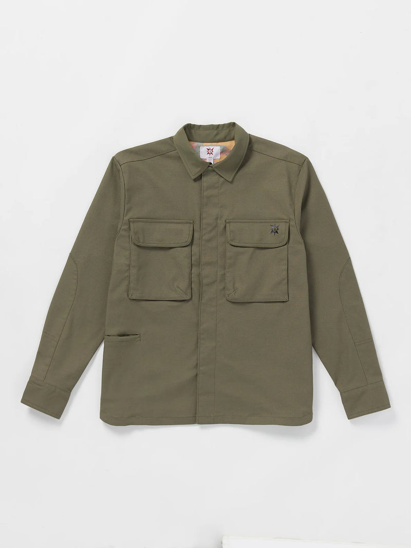 Load image into Gallery viewer, Volcom Men&#39;s Bryan Iguchi Work Shirt Wintermoss A0532400-WMS
