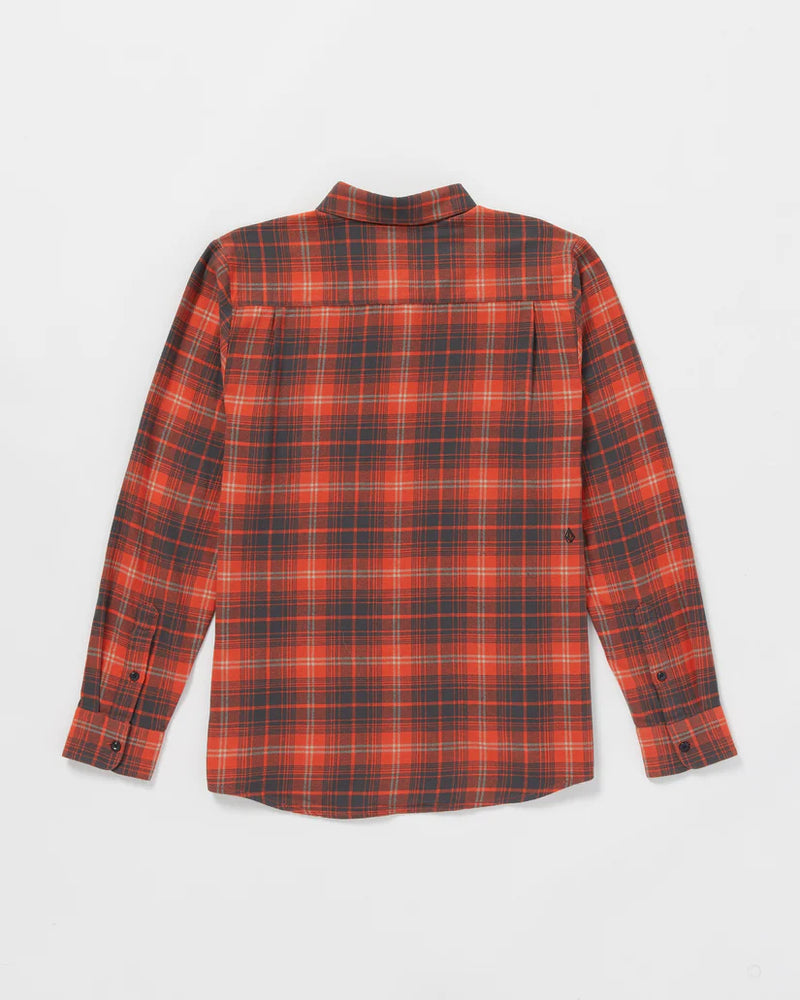 Load image into Gallery viewer, Volcom Men&#39;s Caden Plaid Long Sleeve Shirt Bright Red A0532407-BRE
