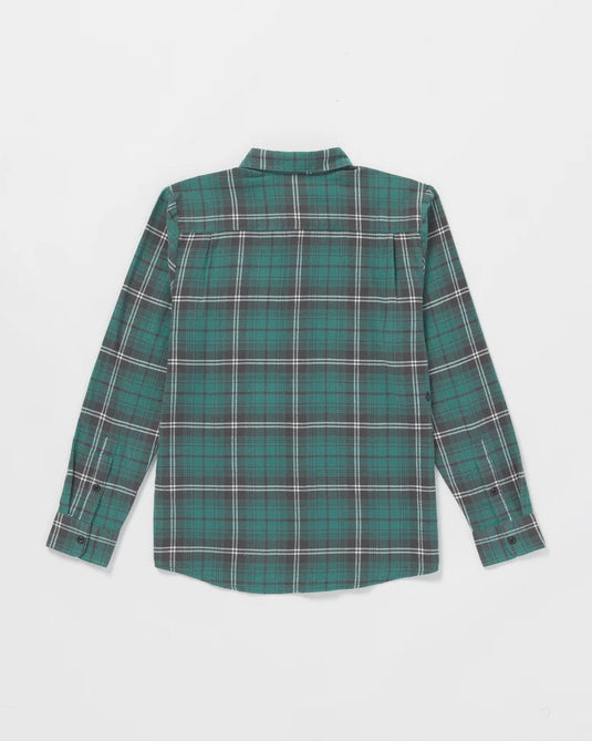 Volcom Men's Caden Plaid Long Sleeve Shirt Sea Green A0532407-SGN