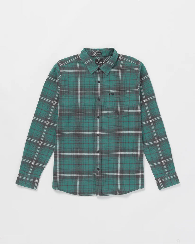 Load image into Gallery viewer, Volcom Men&#39;s Caden Plaid Long Sleeve Shirt Sea Green A0532407-SGN
