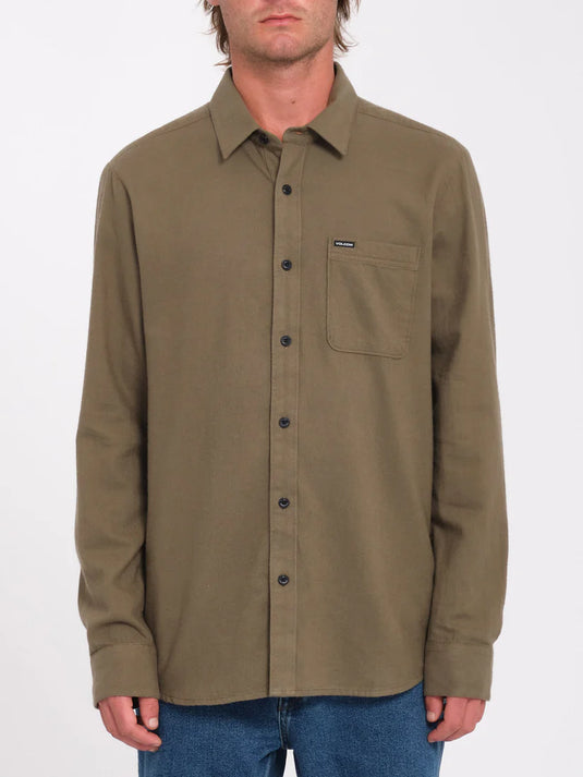 Volcom Men's Caden Solid Shirt Wintermoss A0532408_WMS