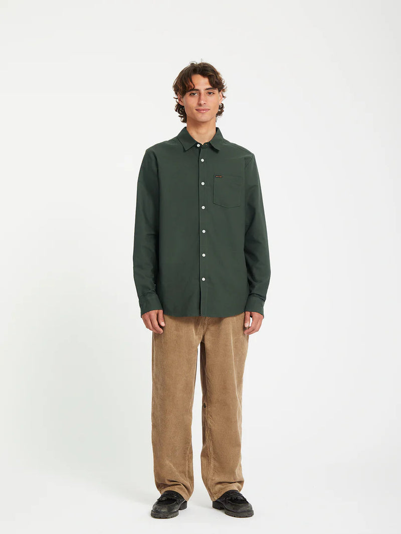 Load image into Gallery viewer, Volcom Men&#39;s Veeco Oxford Shirt Dark Forest A0532411_DKF
