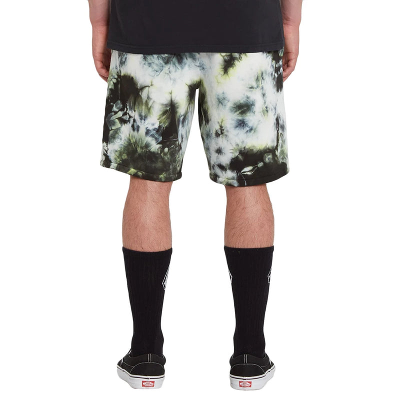 Load image into Gallery viewer, Volcom Men&#39;s Iconic Stone Fleece Shorts  Lime Tie Dye A1042101-LTD
