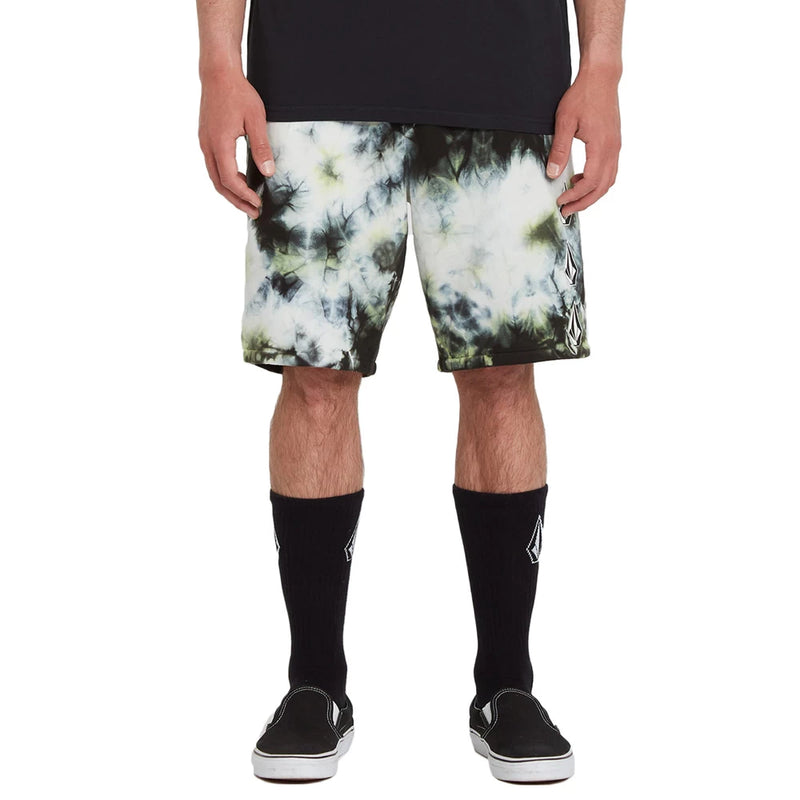 Load image into Gallery viewer, Volcom Men&#39;s Iconic Stone Fleece Shorts  Lime Tie Dye A1042101-LTD
