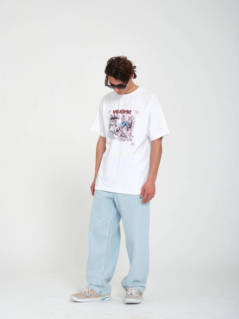 Load image into Gallery viewer, Volcom Men&#39;s Street Keutchi Loose Fit T-shirt White A4312411_WHT
