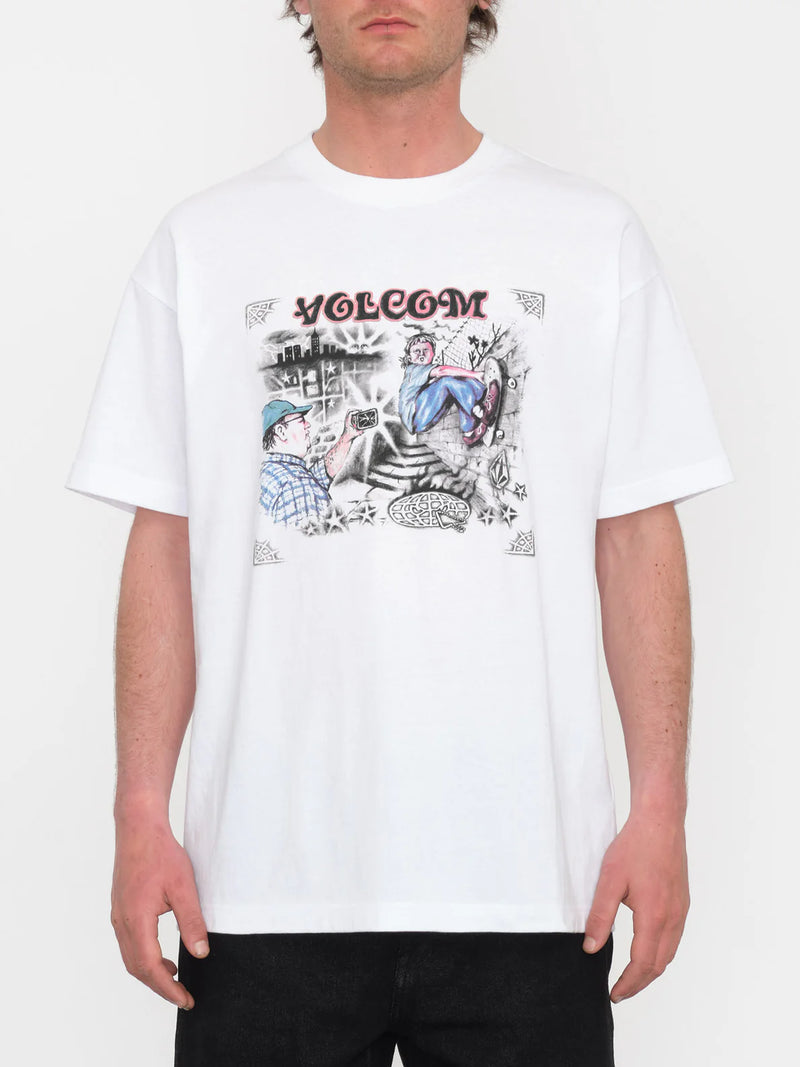 Load image into Gallery viewer, Volcom Men&#39;s Street Keutchi Loose Fit T-shirt White A4312411_WHT
