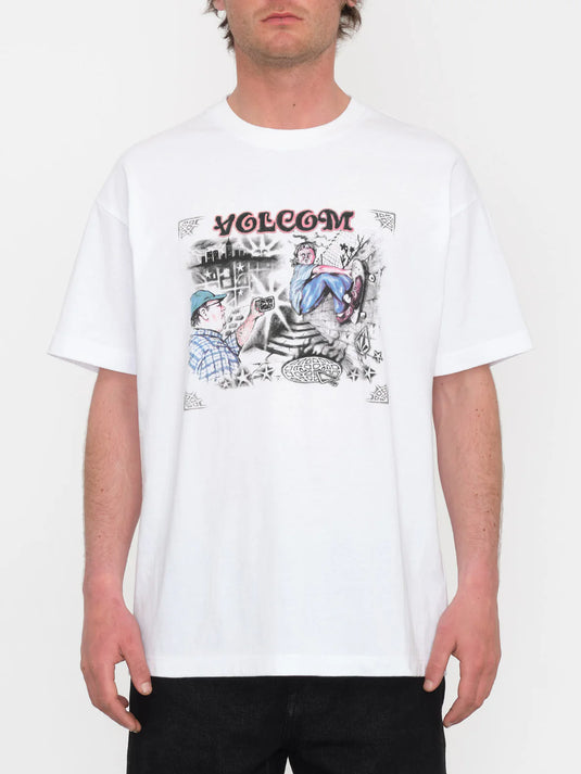 Volcom Men's Street Keutchi Loose Fit T-shirt White A4312411_WHT