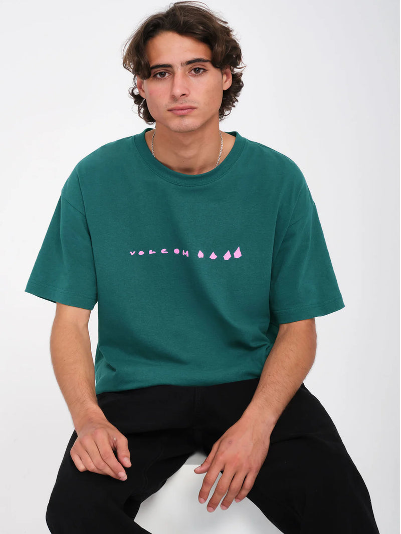 Load image into Gallery viewer, Volcom Men&#39;s Arthur Dino T-Shirt Evergreen A4332413_EVG
