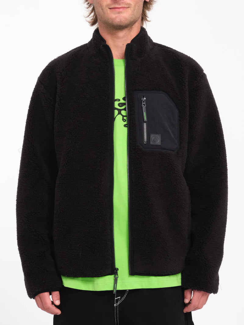 Load image into Gallery viewer, Volcom Men&#39;s Muzzer Fuzzar Zip Sherpa Fleece Black A4832306_BLK
