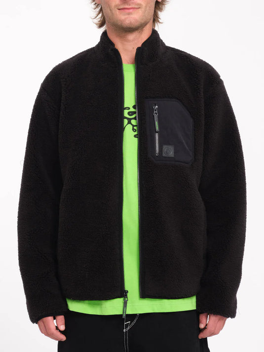 Volcom Men's Muzzer Fuzzar Zip Sherpa Fleece Black A4832306_BLK