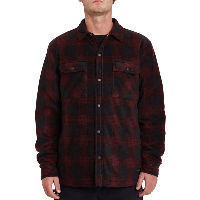 Volcom Men's Bowered Polar Over-Shirt Merlot A5832400_MER