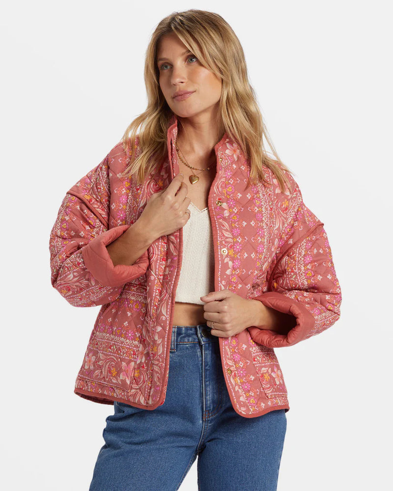 Load image into Gallery viewer, Billabong Women&#39;s Folk Story Quilted Jacket Red Clay ABJJK00199_RCL
