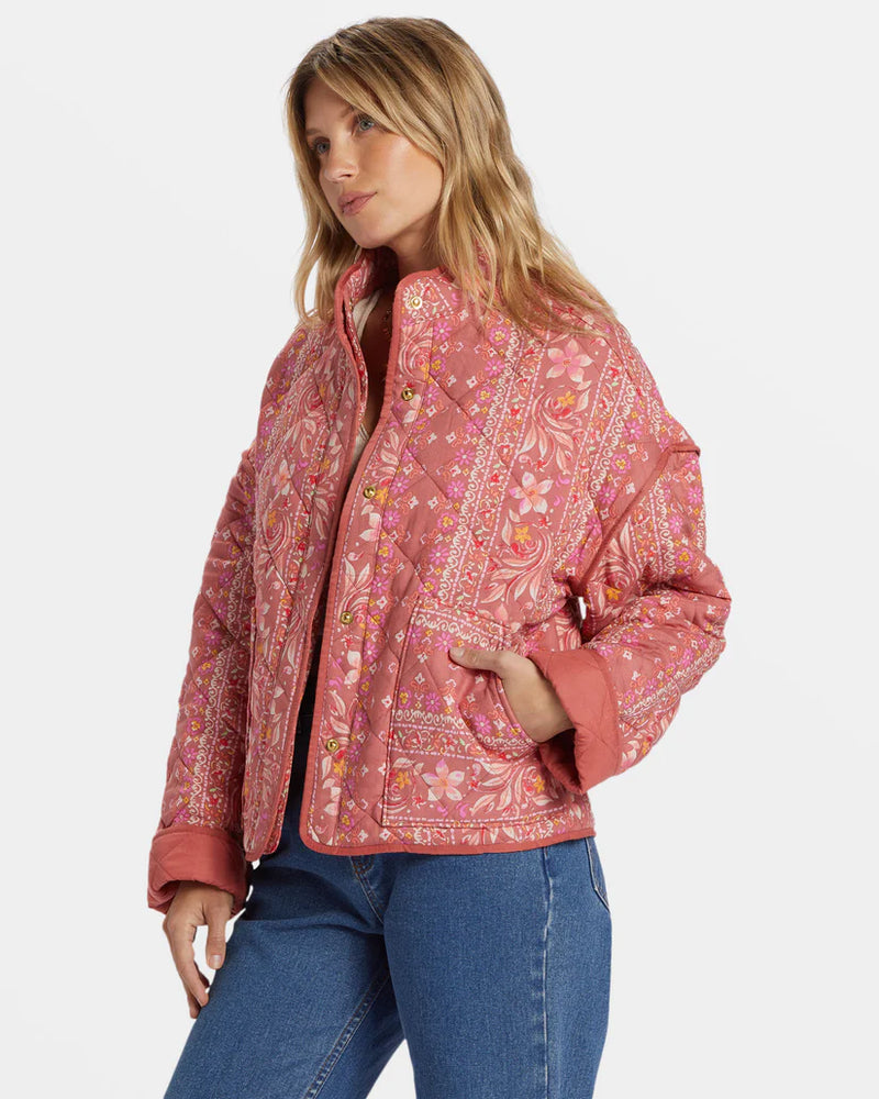 Load image into Gallery viewer, Billabong Women&#39;s Folk Story Quilted Jacket Red Clay ABJJK00199_RCL
